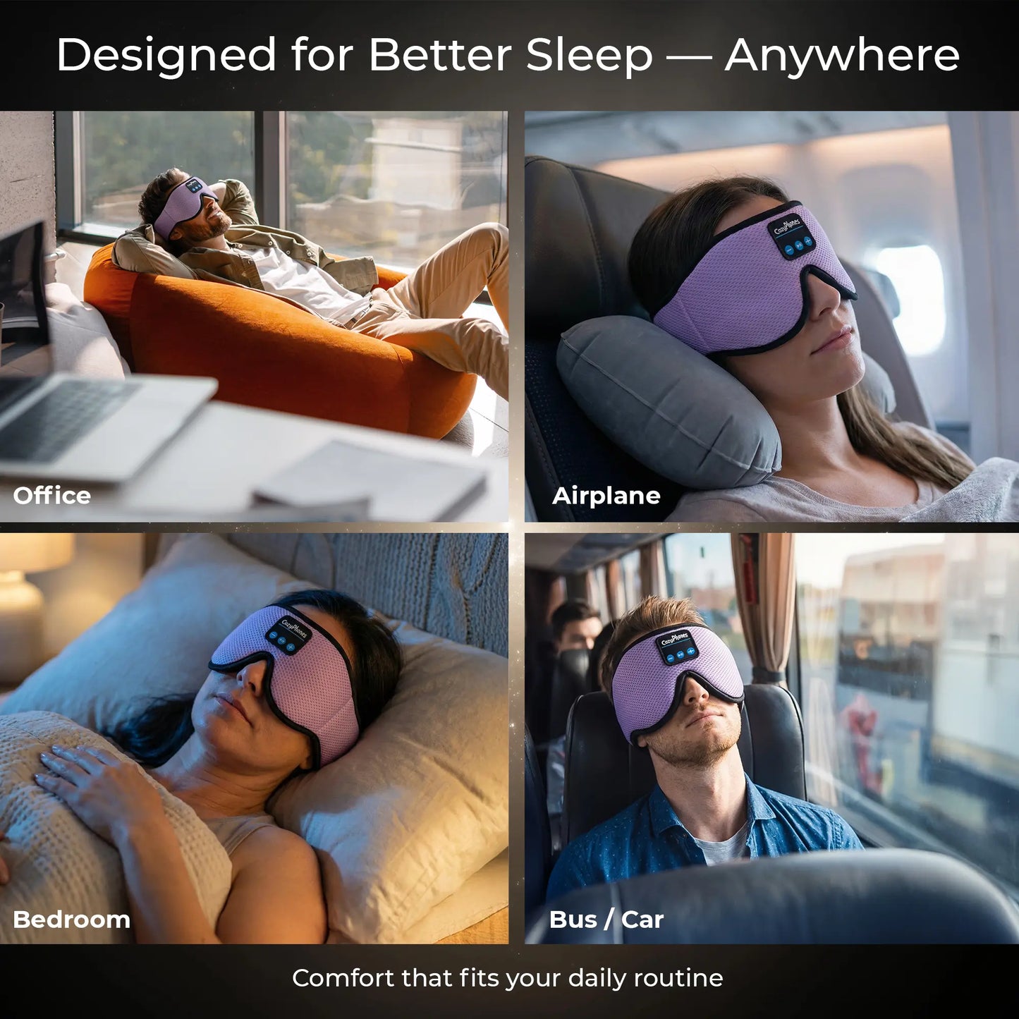 Bluetooth Sleep Mask with Headphones – 3D Contoured Memory Foam Eye Mask, Wireless Eye Mask for Sleeping, Adjustable Sleep Headphones, Bluetooth 5.4, 14H Playtime