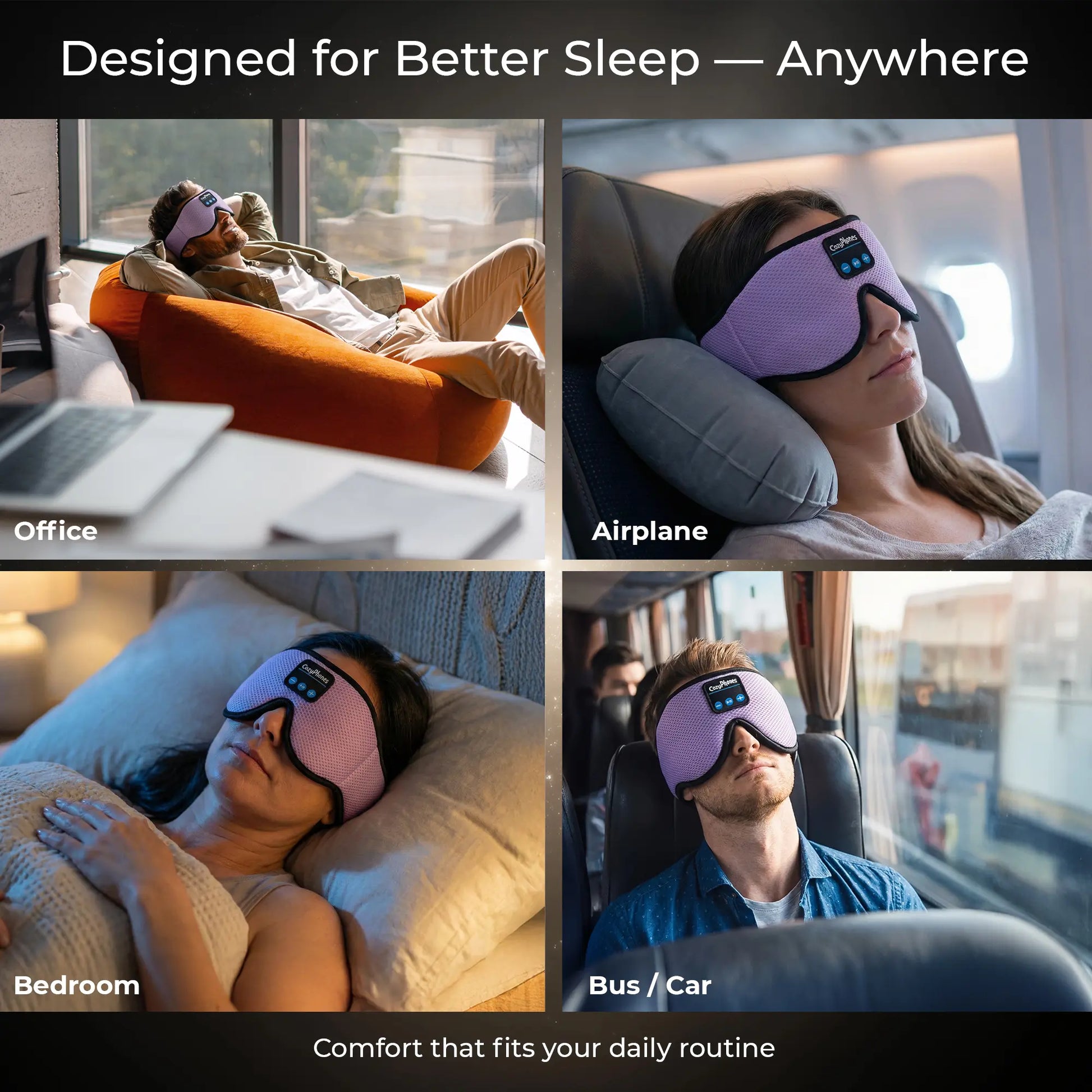 Bluetooth Sleep Mask with Headphones – 3D Contoured Memory Foam Eye Mask, Wireless Eye Mask for Sleeping, Adjustable Sleep Headphones, Bluetooth 5.4, 14H Playtime